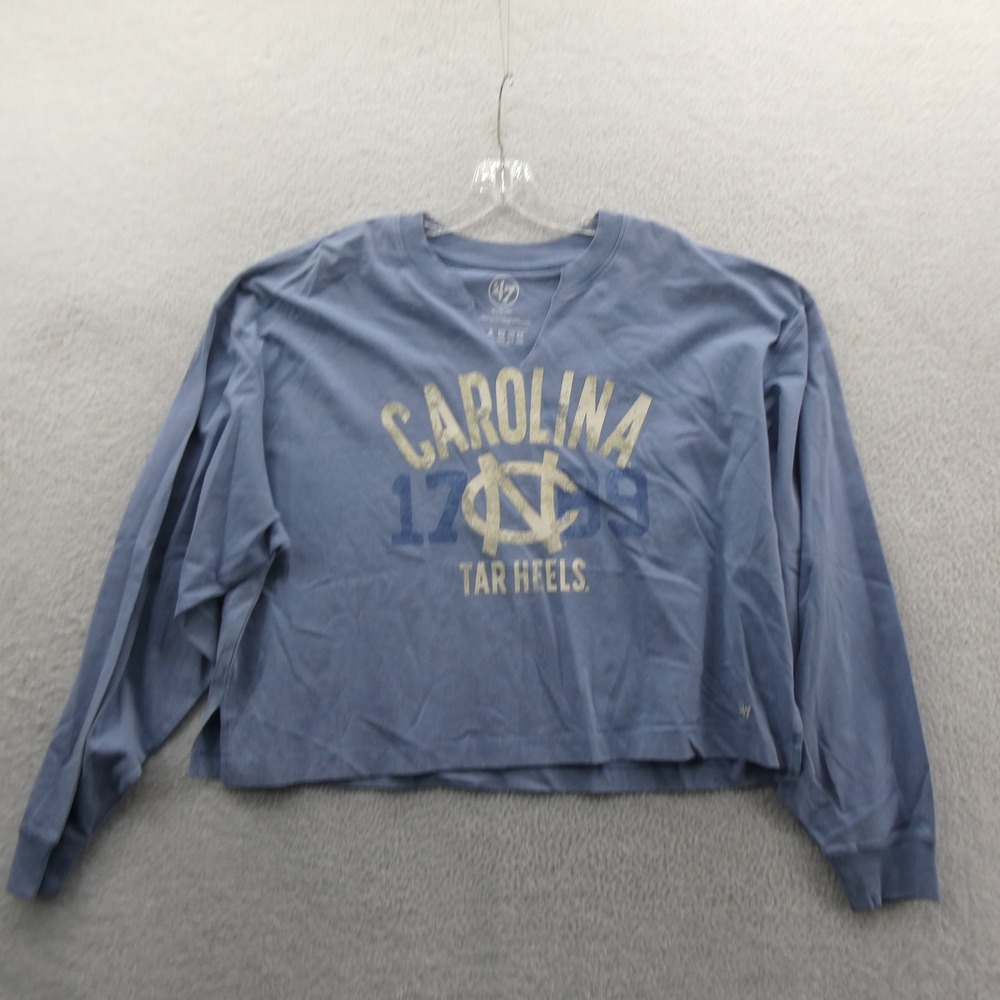47 Brand Shirt Womens XL UNC Tar Heels Carolina Blue Long Sleeve Cotton Cropped